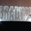 Name carved in ice - Brady 30 Vodka Luge from Passion for Ice