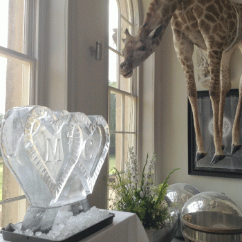 Double Hearts Vodka Luge with initials from Passion for Ice