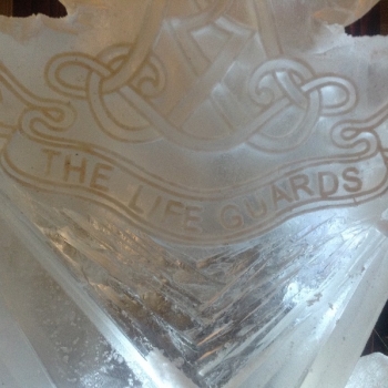 Close-up of the Life Guards Vodka Luge from Passion for Ice