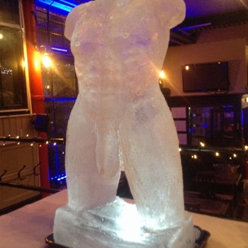Left side view of Frontal short of Male Torso Vodka Luge from Passion for Ice