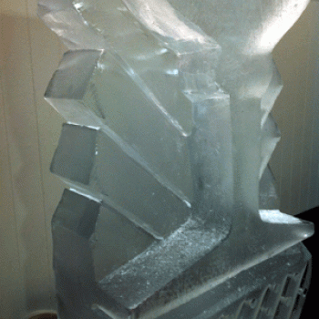 Close-up of 1920's Martini glass Vodka Luge from Passion for Ice