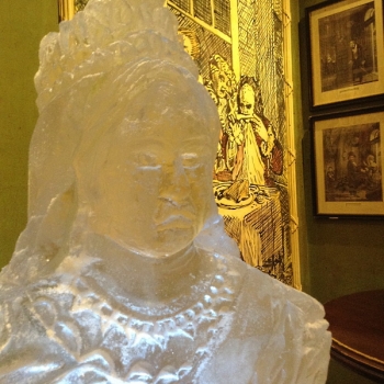 Close-up of Queen Victoria Bust Vodka Luge from Passion for Ice