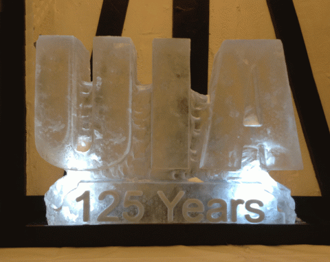 UIA initials carved Vodka Luge from Passion for Ice