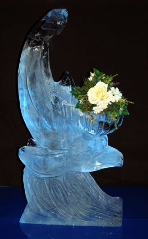 Dolphin with basket on back Ice Sculpture 