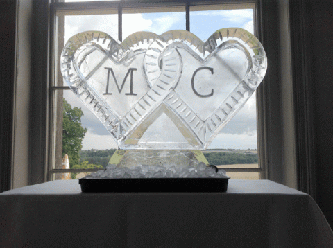 Double Hearts Vodka Luge with initials from Passion for Ice