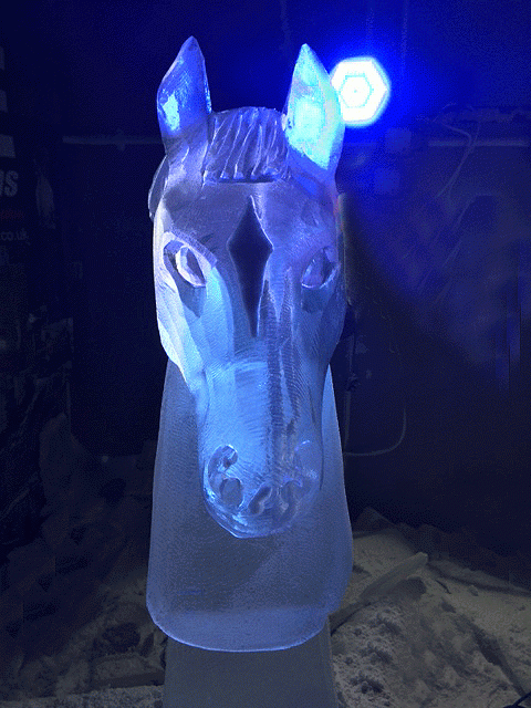 Bespoke Horse Head Vodka Luge from Pasison form Ice