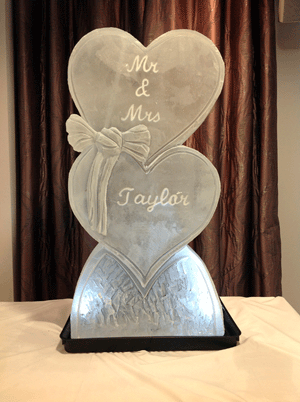 Portrait format of a Double Hearts Vodka Luge from Passion for Ice